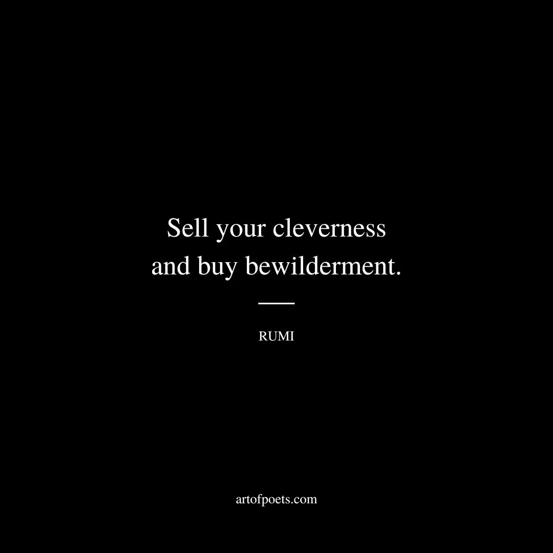 Sell your cleverness and buy bewilderment. - Rumi