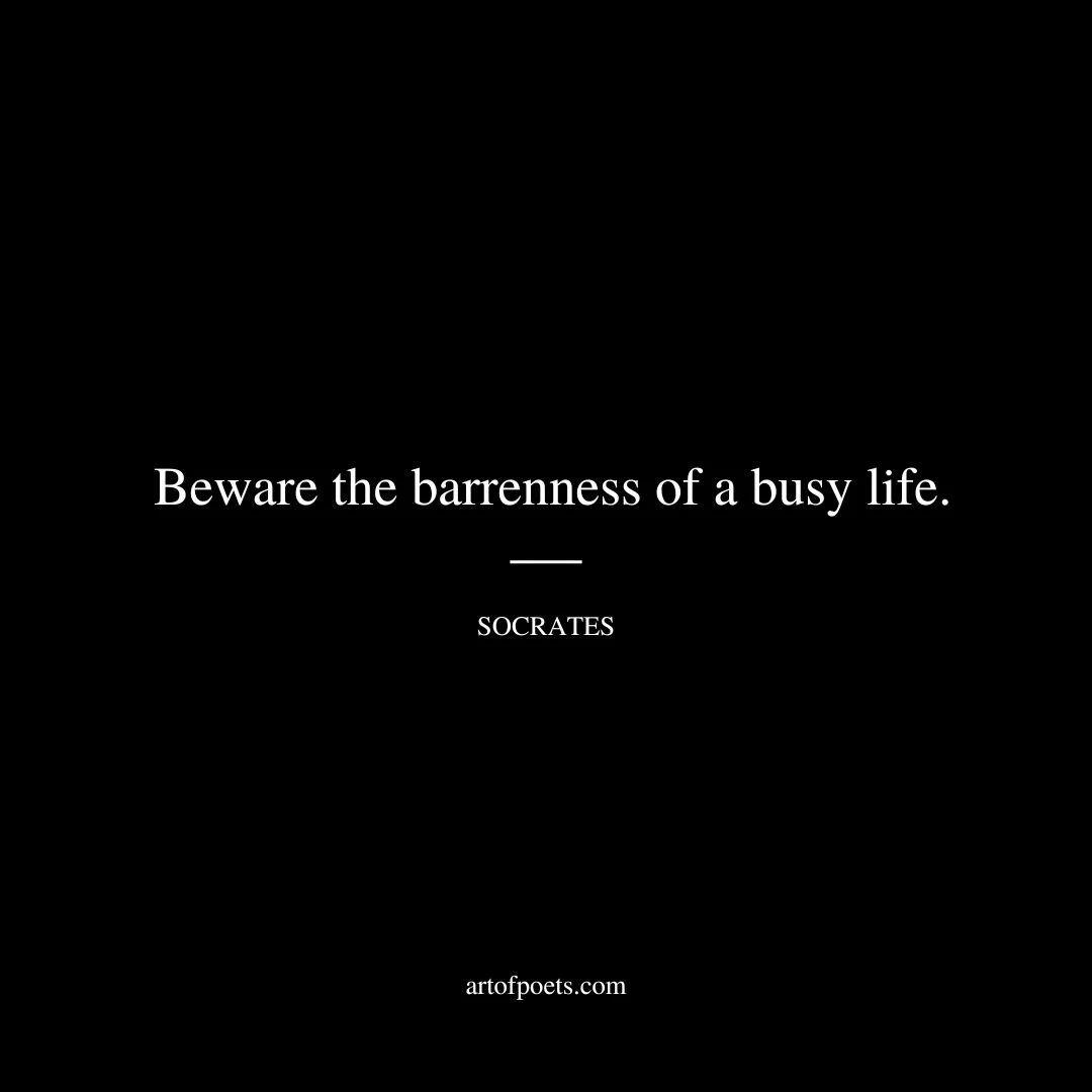 Beware the barrenness of a busy life. - Socrates