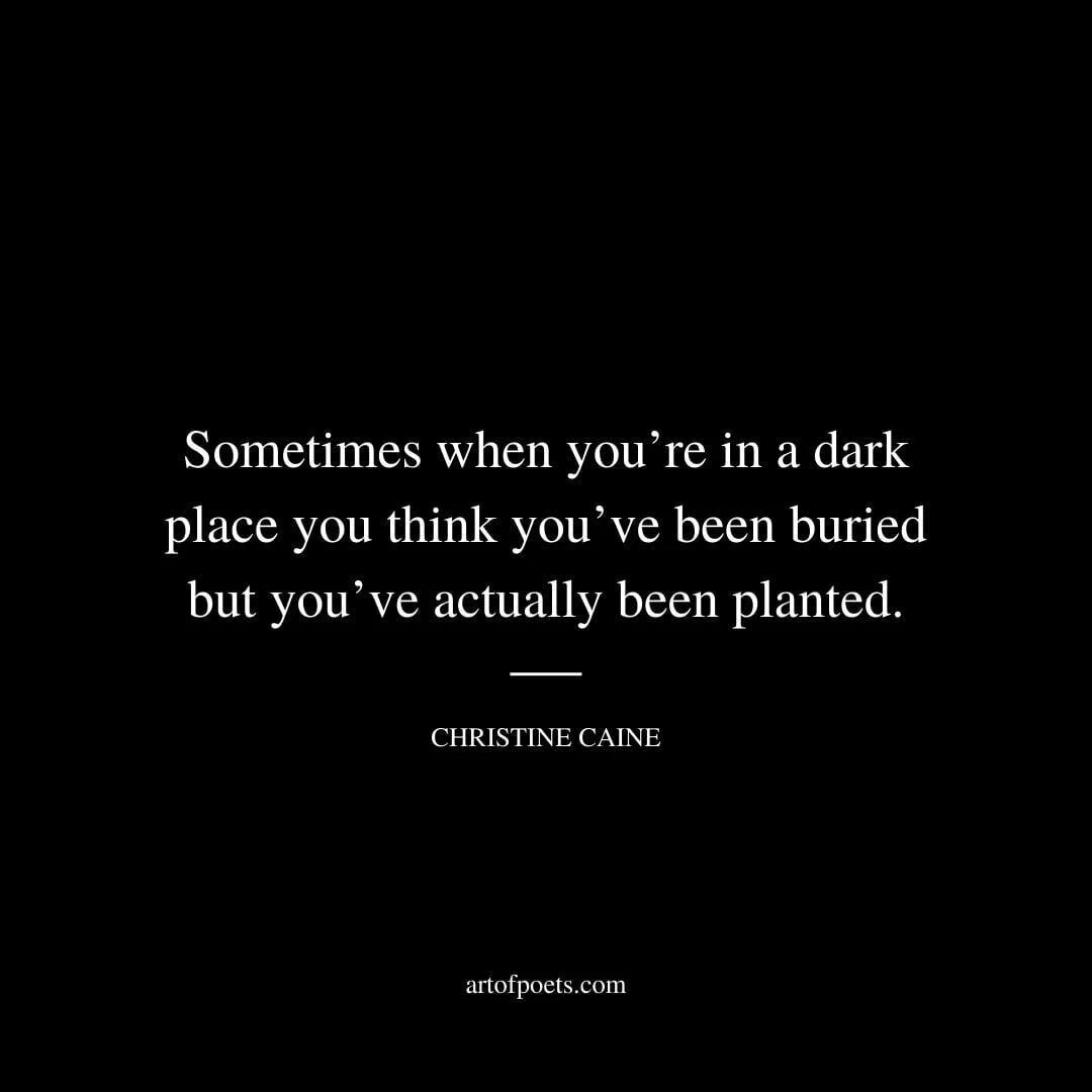 Sometimes when you’re in a dark place you think you’ve been buried but you’ve actually been planted. - Christine Caine