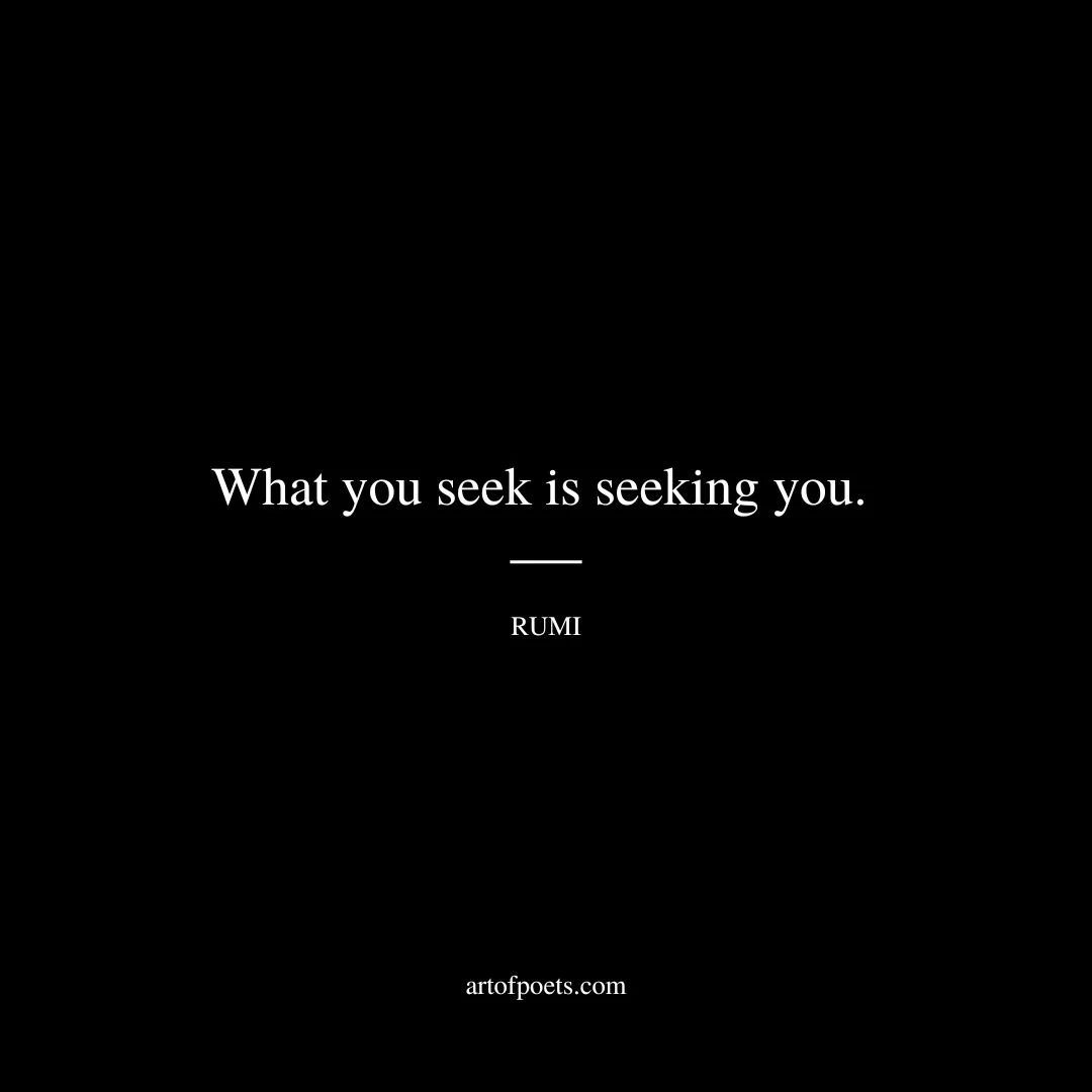 What you seek is seeking you. - Rumi