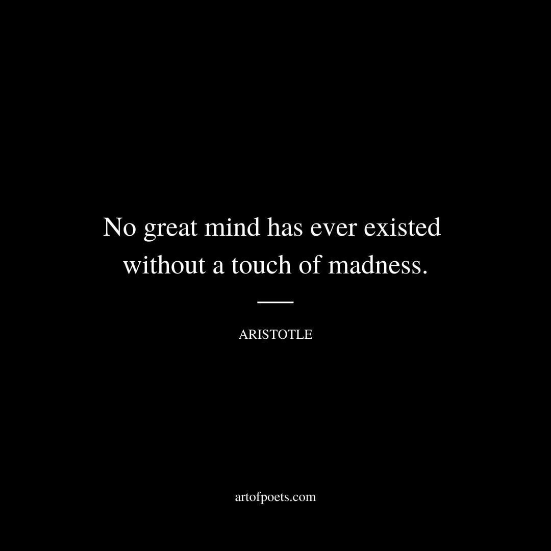 No great mind has ever existed without a touch of madness. - Aristotle