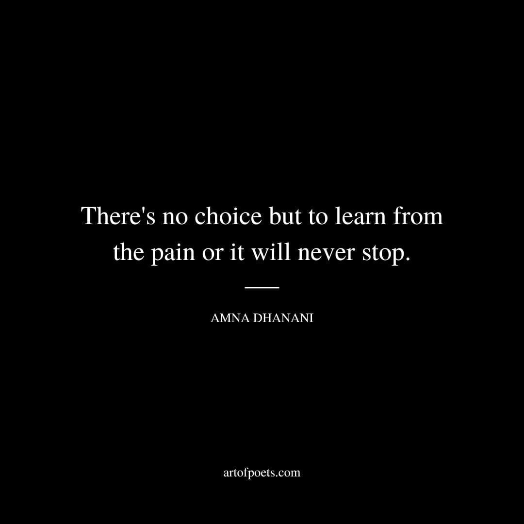 There's no choice but to learn from the pain or it will never stop. - Amna Dhanani