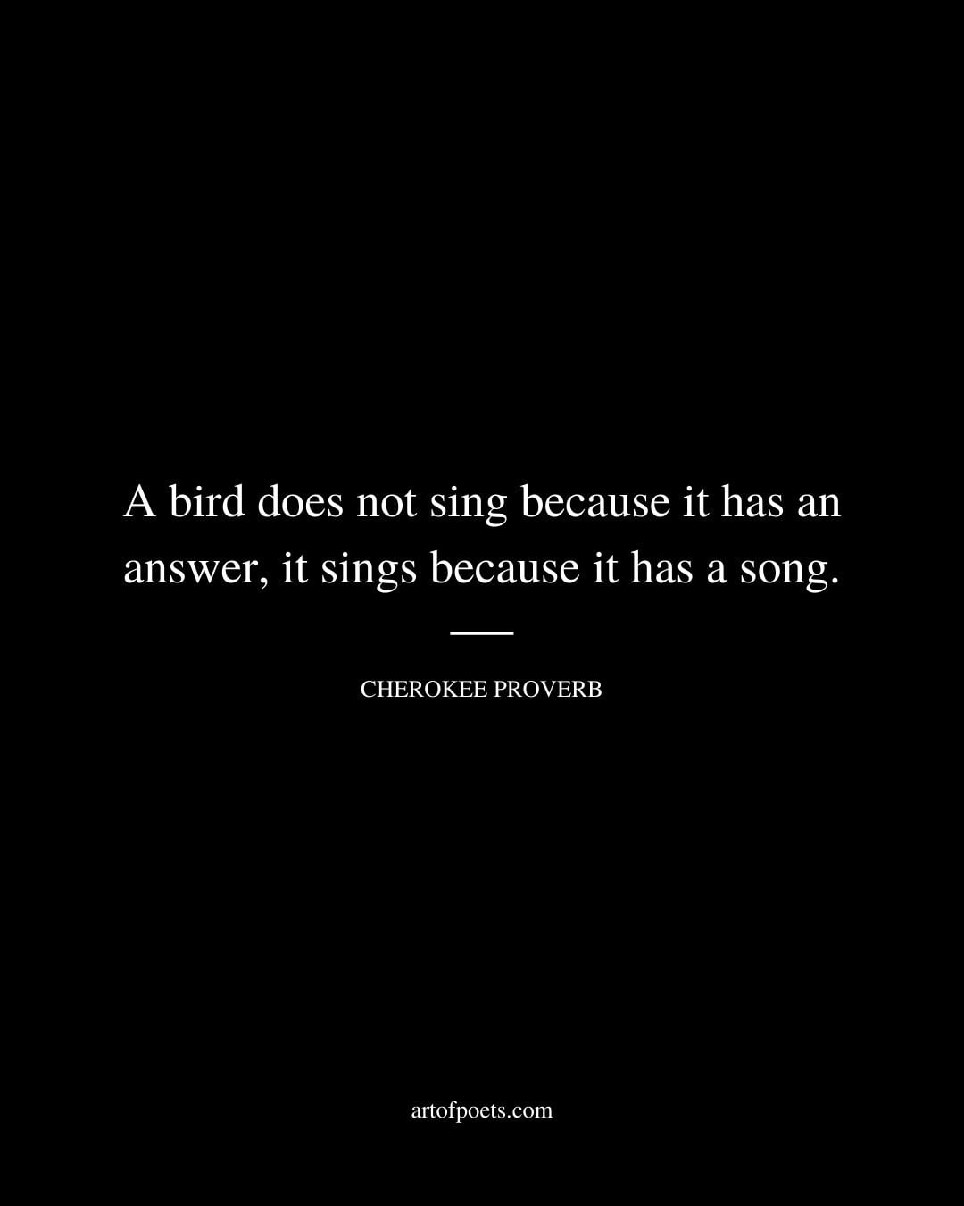 A bird does not sing because it has an answer it sings because it has a song