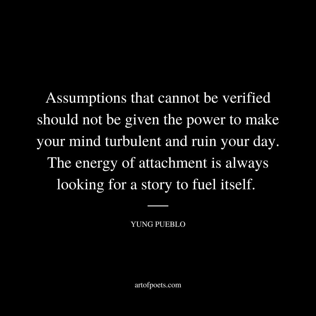 Assumptions that cannot be verified should not be given the power to make your mind turbulent and ruin your day