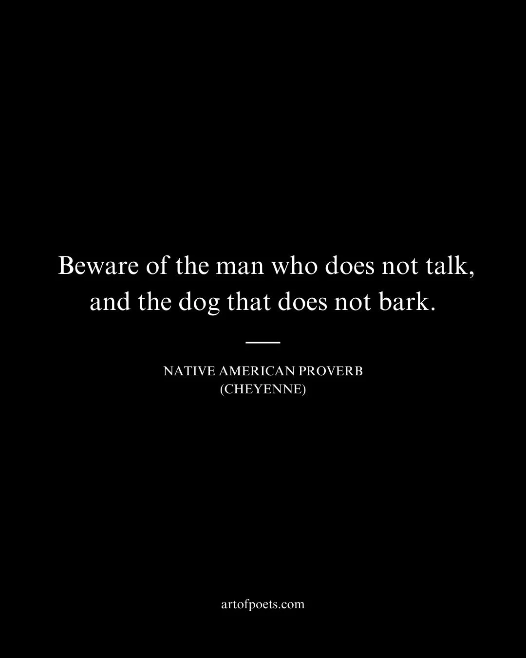 Beware of the man who does not talk and the dog that does not bark