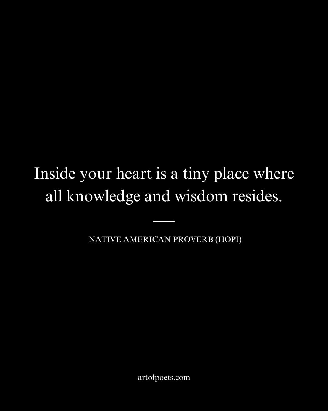 Inside your heart is a tiny place where all knowledge and wisdom resides