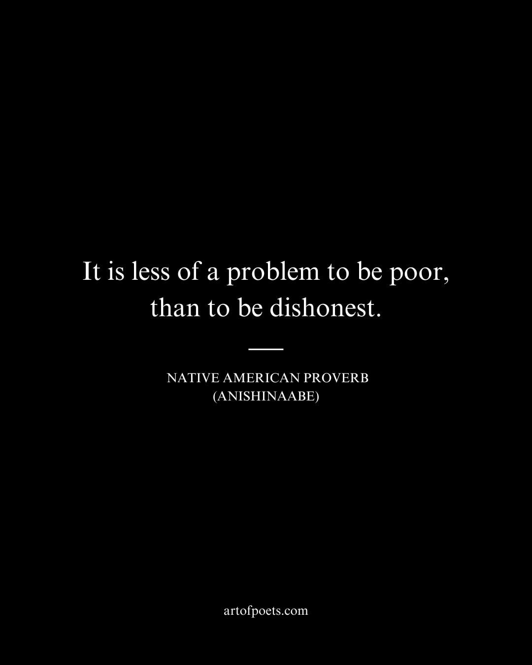 It is less of a problem to be poor than to be dishonest
