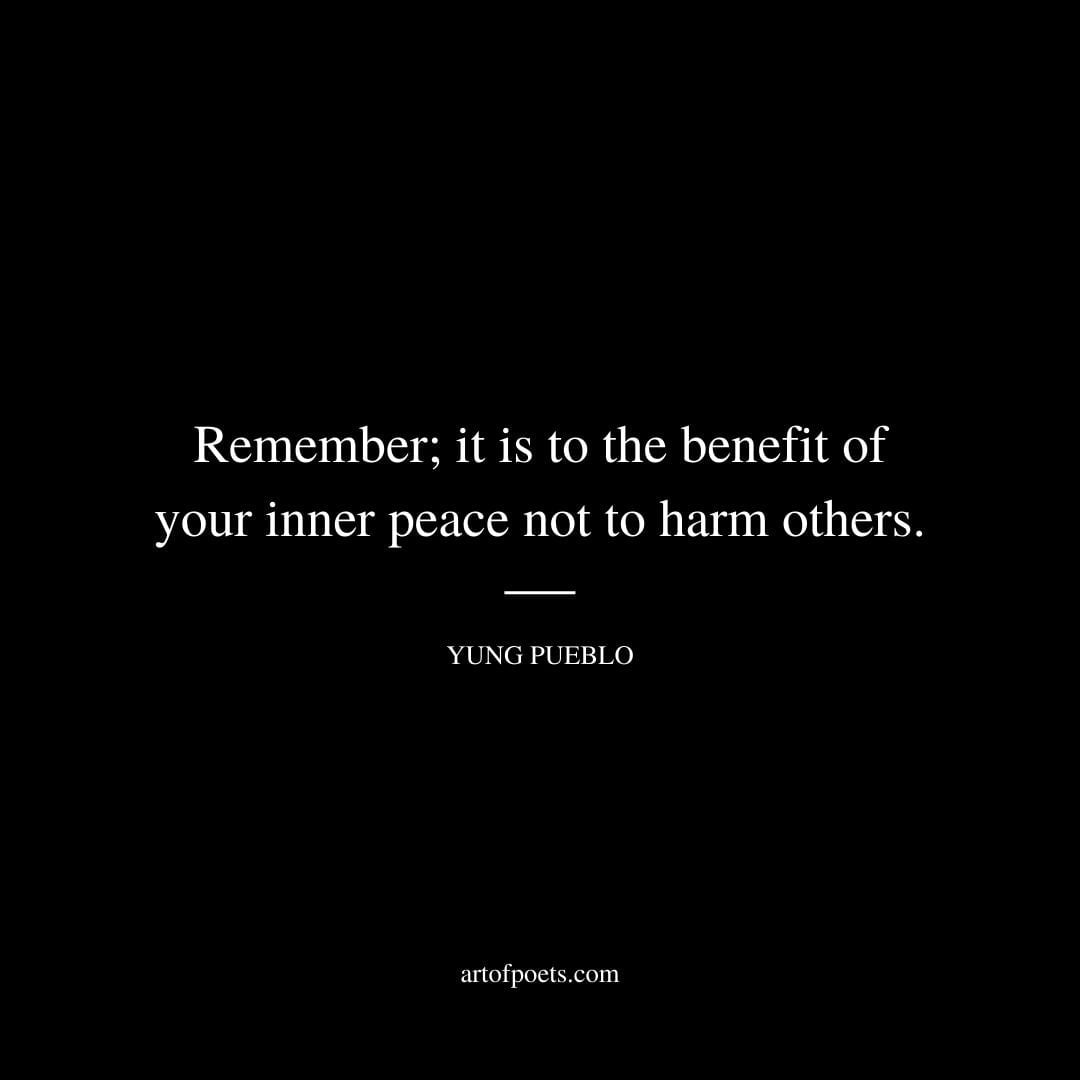 Remember it is to the benefit of your inner peace not to harm others