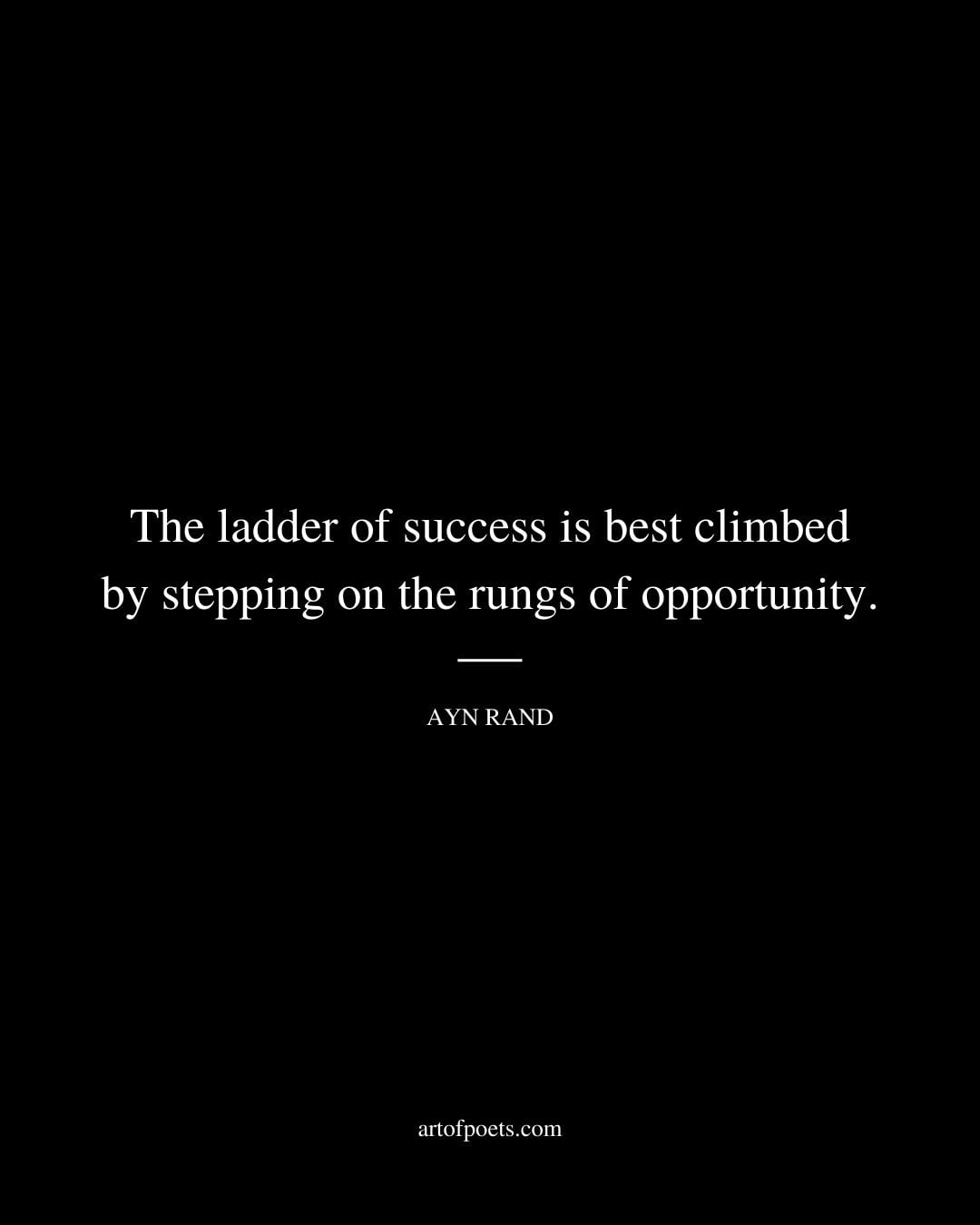 The ladder of success is best climbed by stepping on the rungs of opportunity
