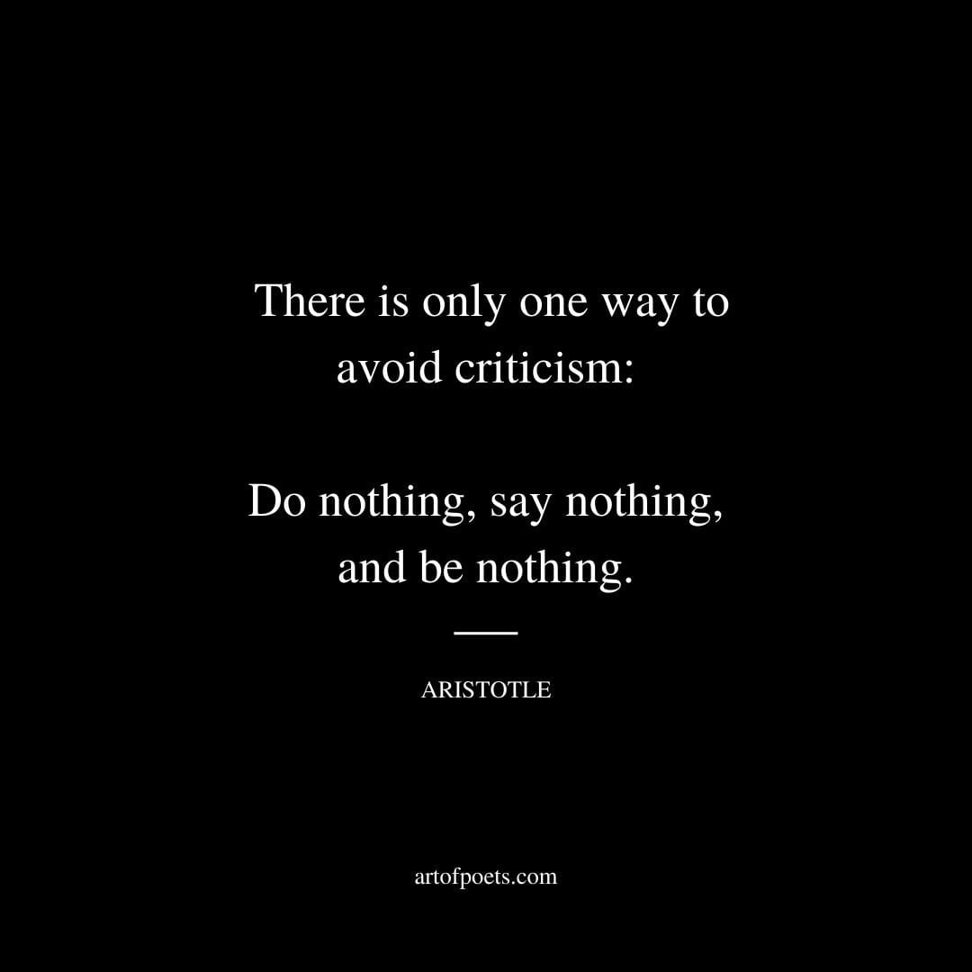 There is only one way to avoid criticism do nothing say nothing and be nothing. – Aristotle
