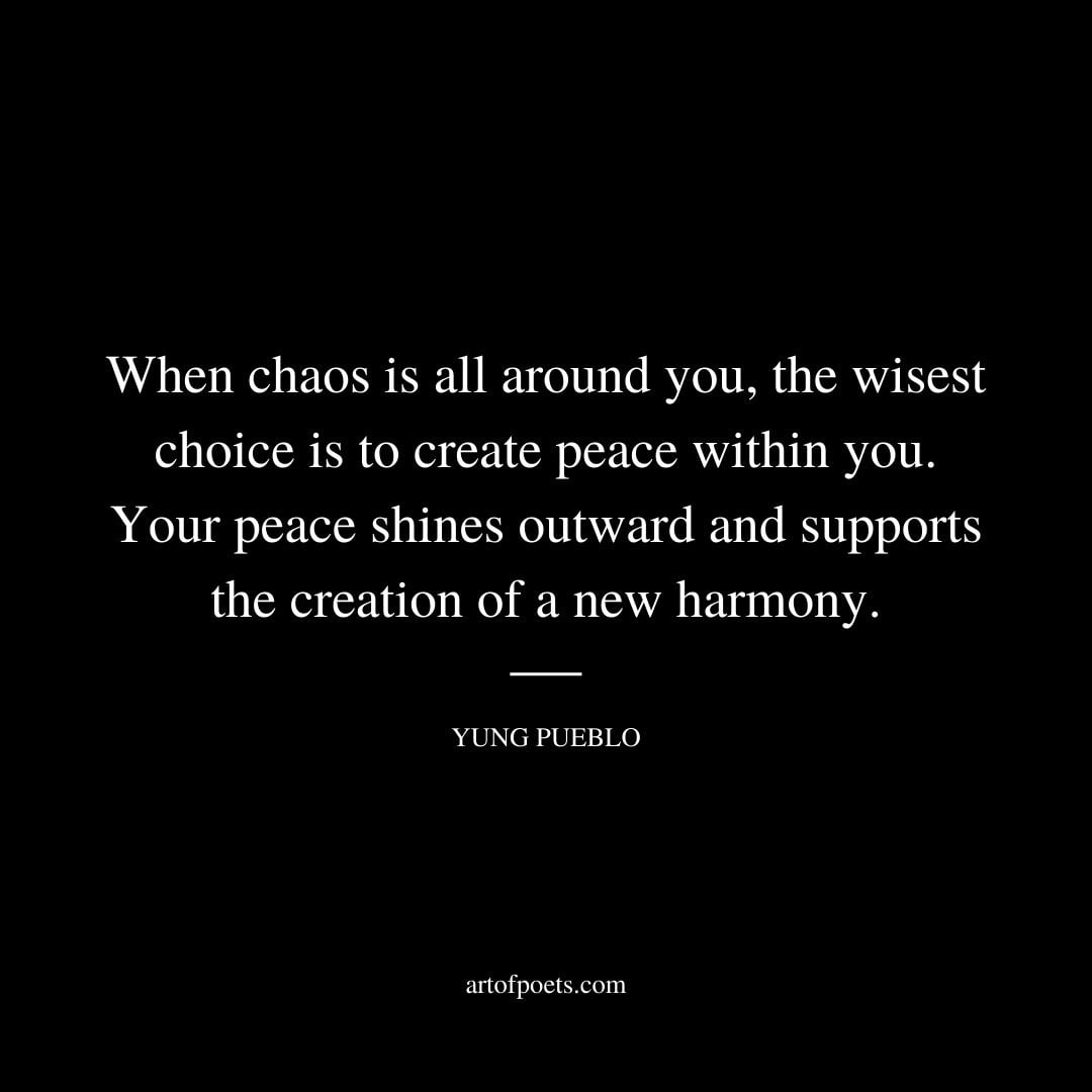 When chaos is all around you the wisest choice is to create peace within you