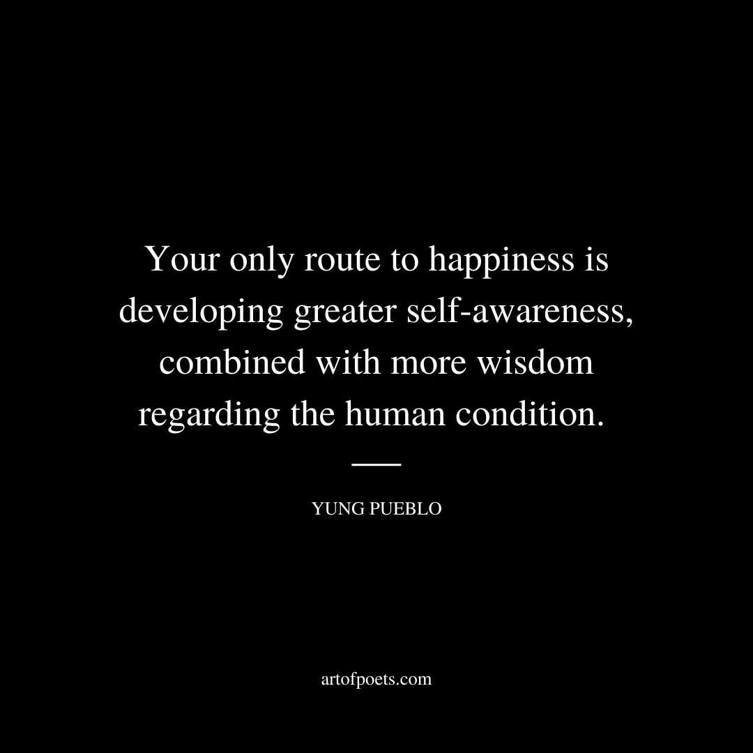 Your only route to happiness is developing greater self awareness combined with more wisdom regarding the human condition