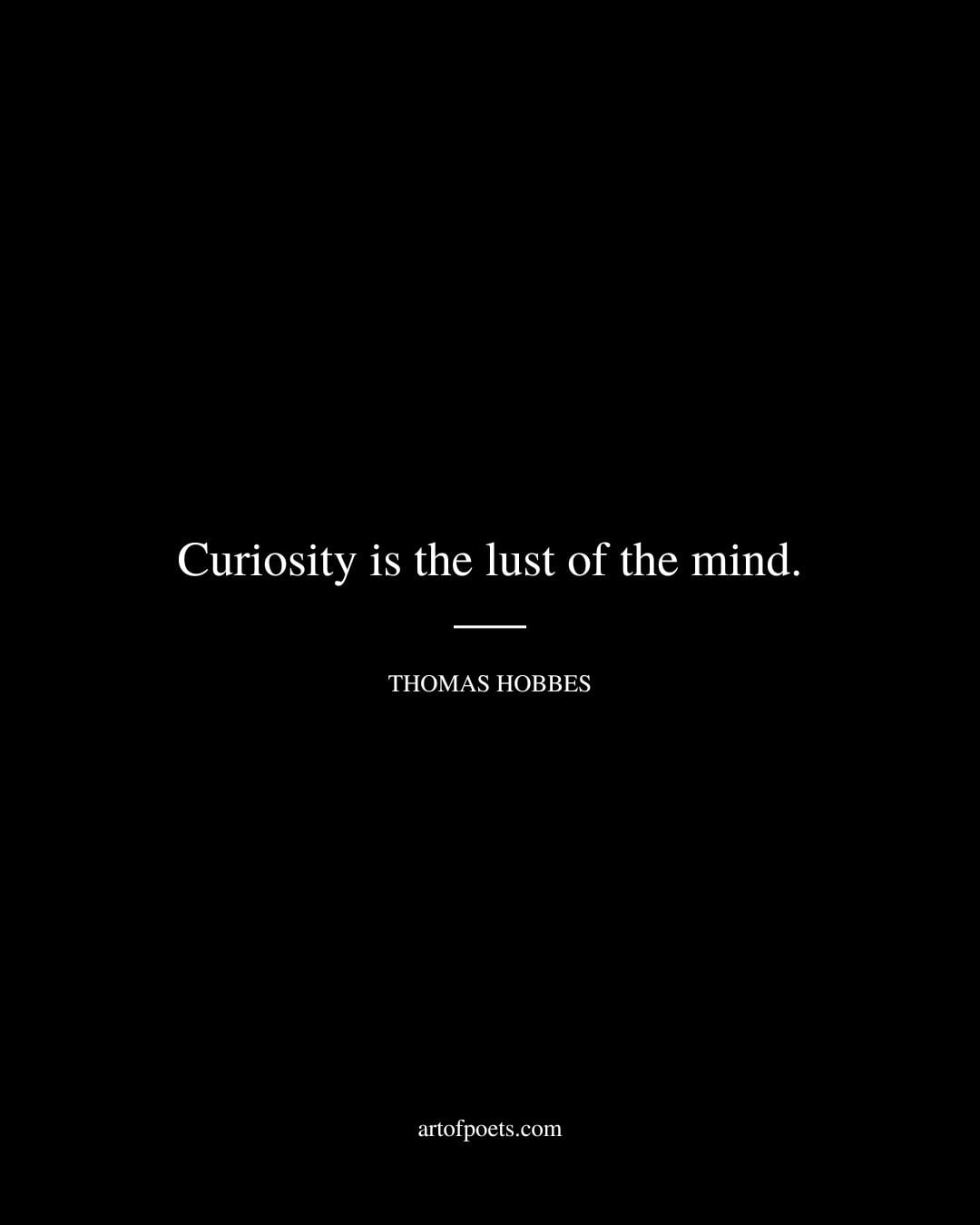 Curiosity is the lust of the mind