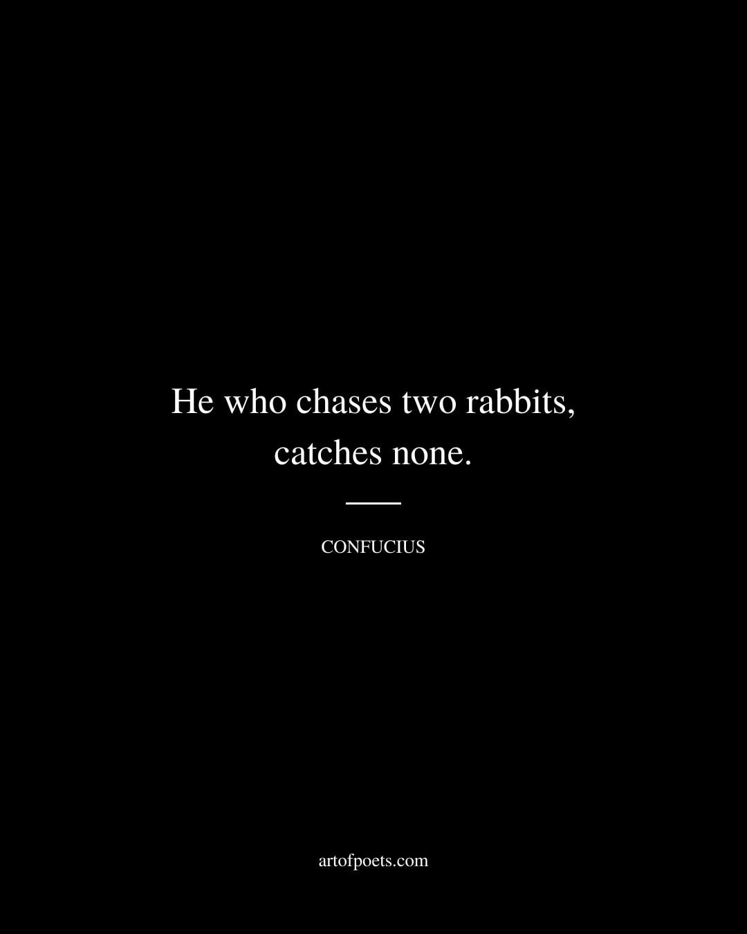 He who chases two rabbits catches none