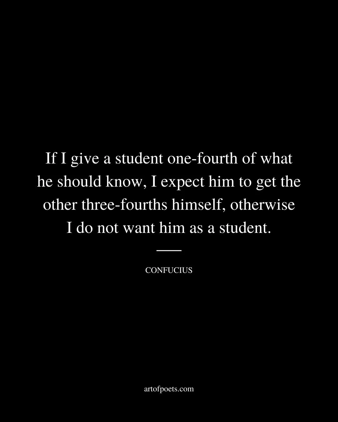 If I give a student one fourth of what he should know I expect him to get the other three fourths himself