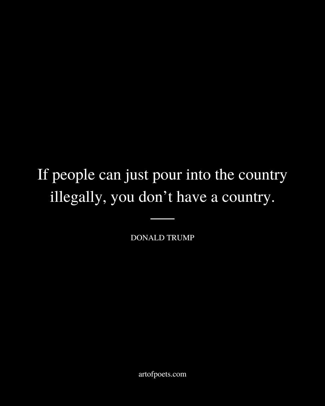 If people can just pour into the country illegally you dont have a country