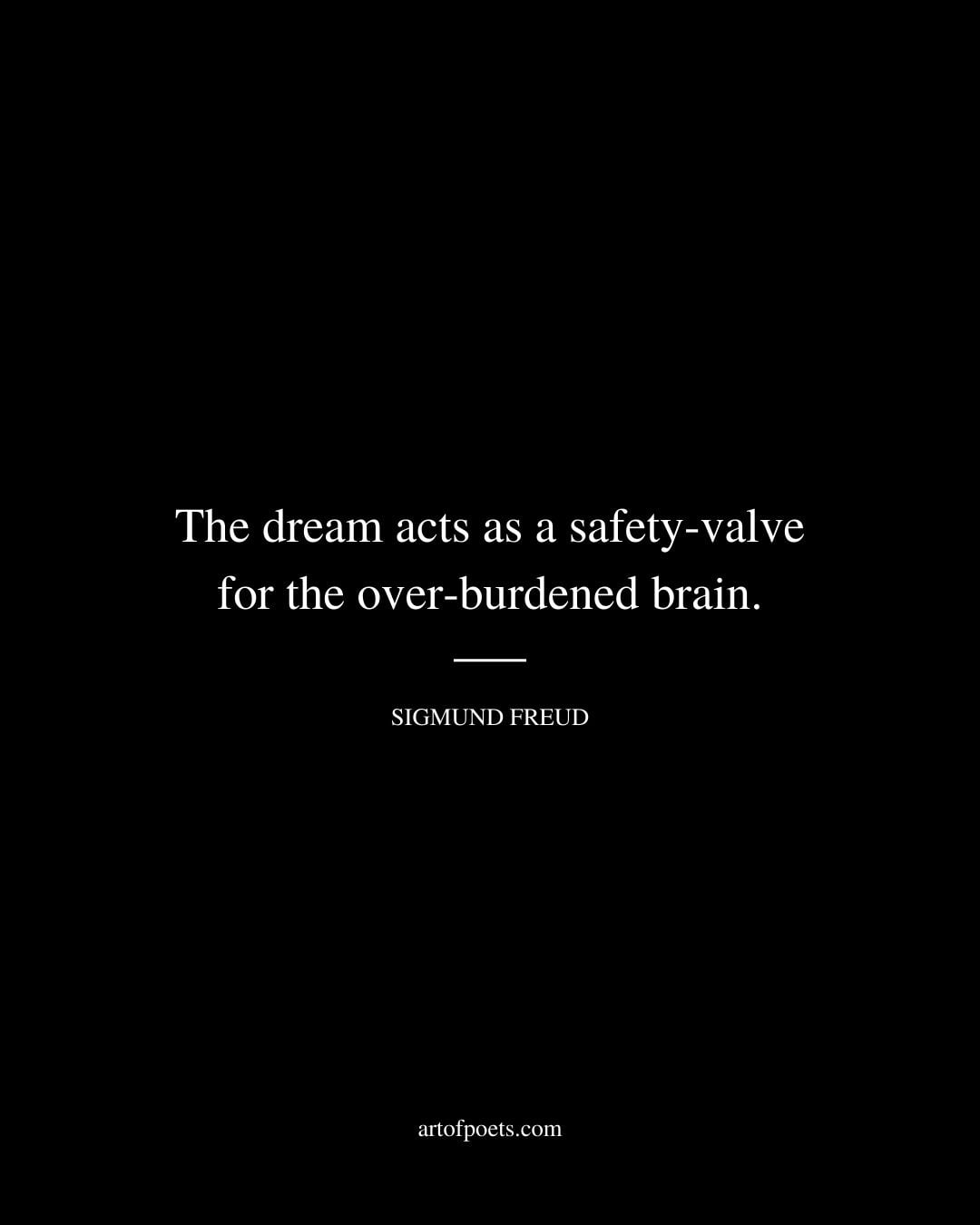 The dream acts as a safety valve for the over burdened brain