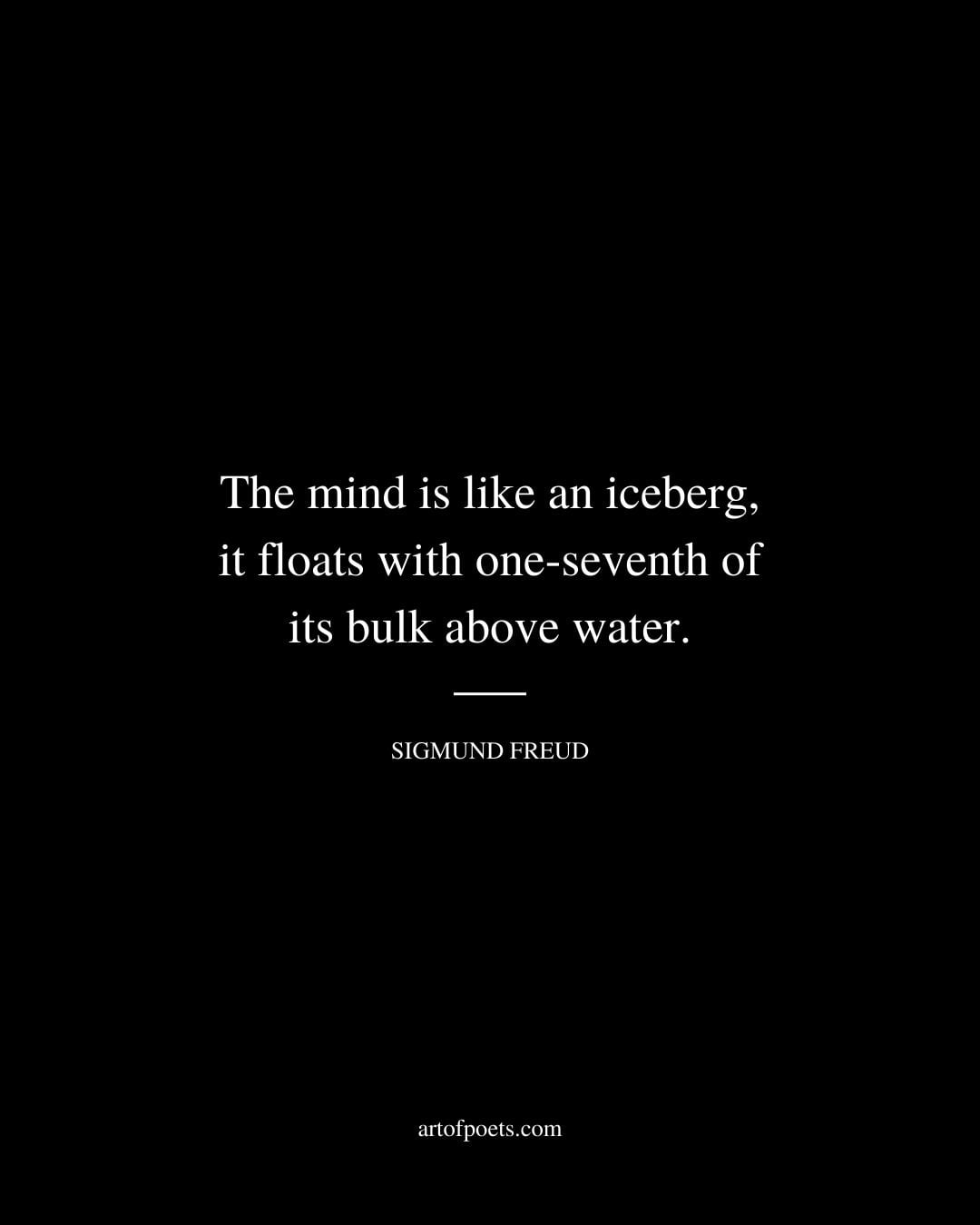 The mind is like an iceberg it floats with one seventh of its bulk above water