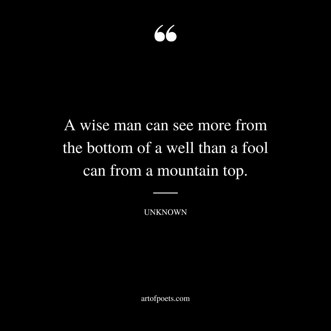A wise man can see more from the bottom of a well than a fool can from a mountain top