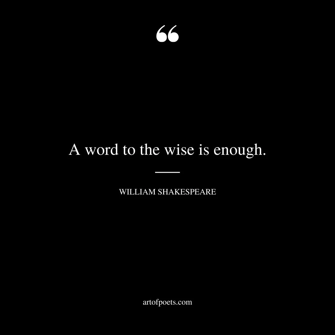 A word to the wise is enough