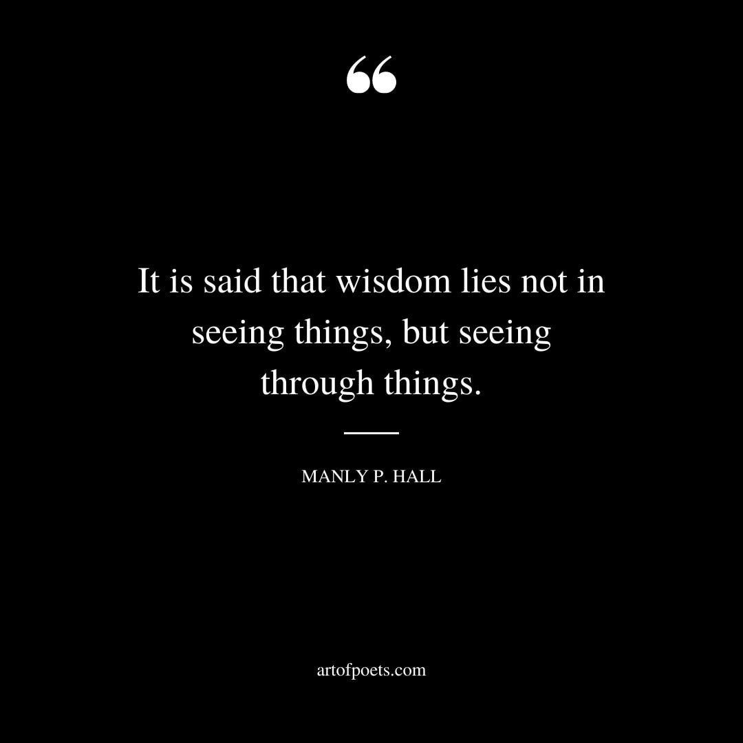 It is said that wisdom lies not in seeing things but seeing through things