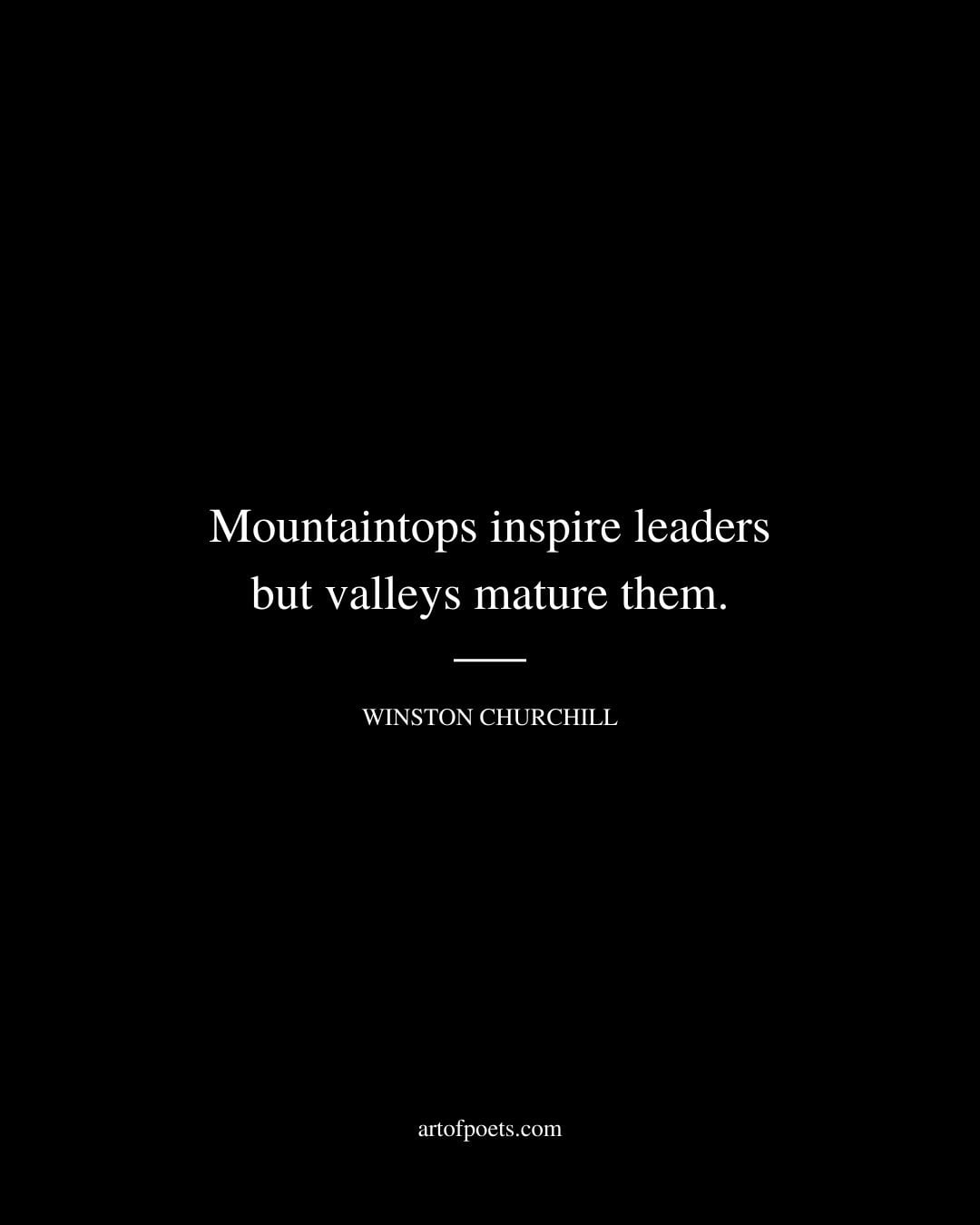 Mountaintops inspire leaders but valleys mature them