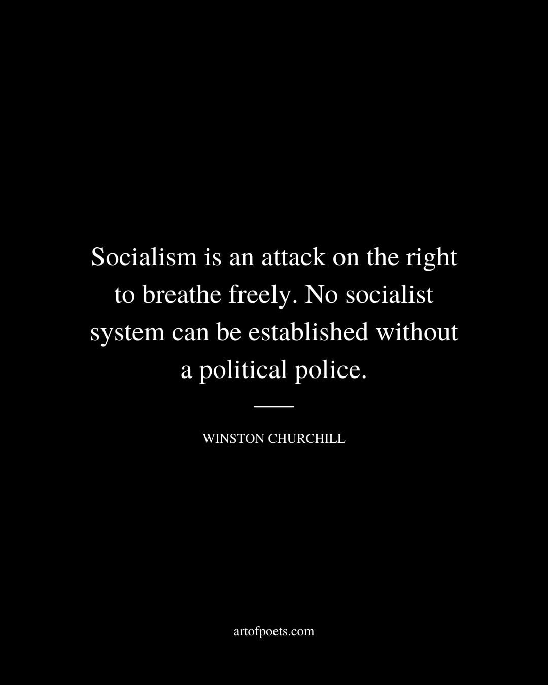Socialism is an attack on the right to breathe freely. No socialist system can be established without a political police