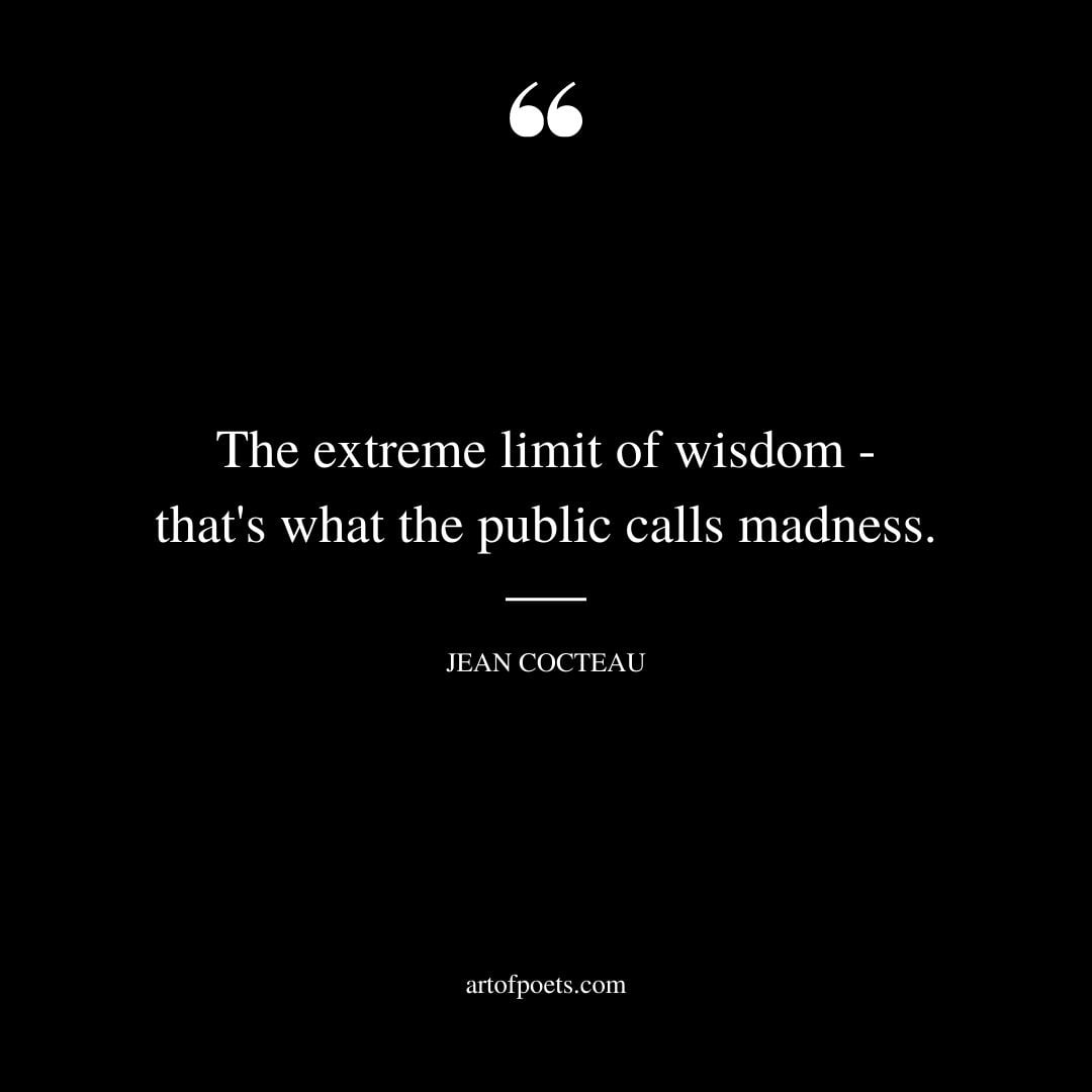 The extreme limit of wisdom thats what the public calls madness