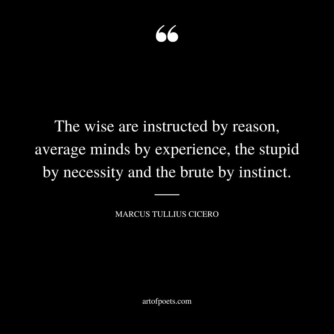 The wise are instructed by reason average minds by experience the stupid by necessity and the brute by instinct. Marcus Tullius Cicero