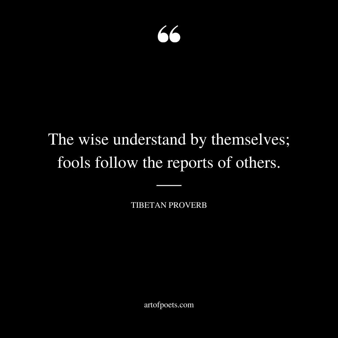 The wise understand by themselves fools follow the reports of others