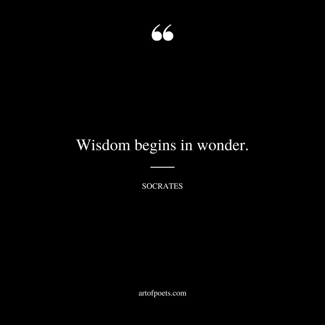 Wisdom begins in wonder. Socrates