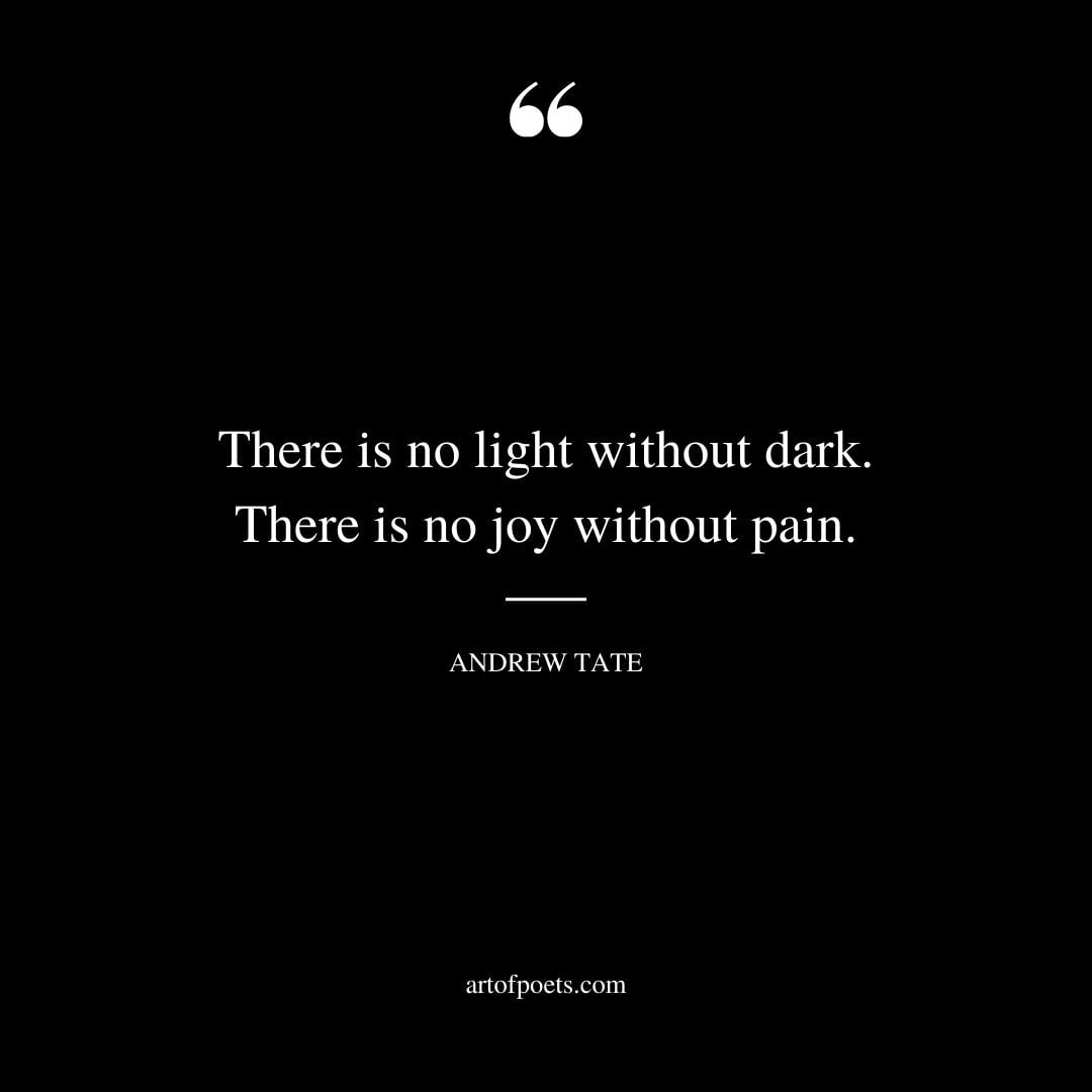 There is no light without dark. There is no joy without pain