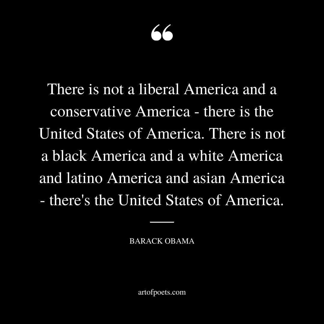 There is not a liberal America and a conservative America there is the United States of America. There is not a black America and a white America