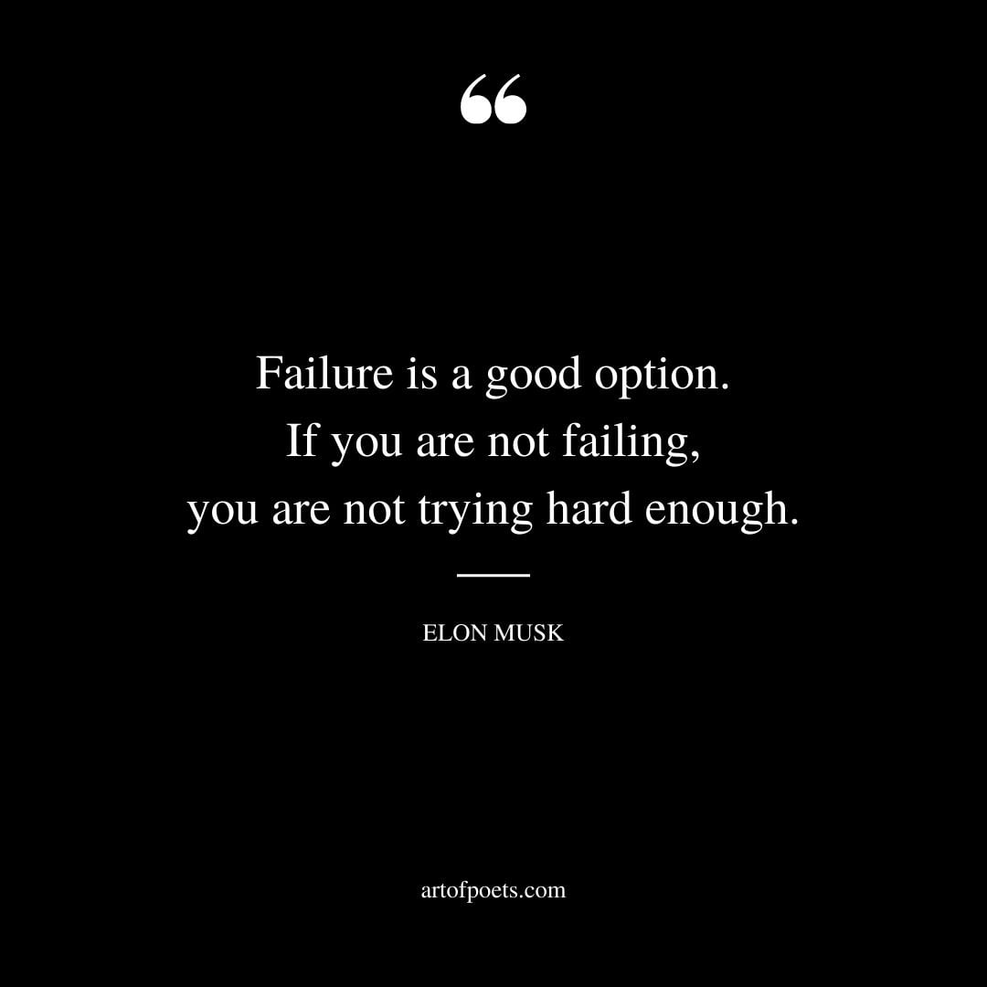 Failure is a good option. If you are not failing you are not trying hard enough