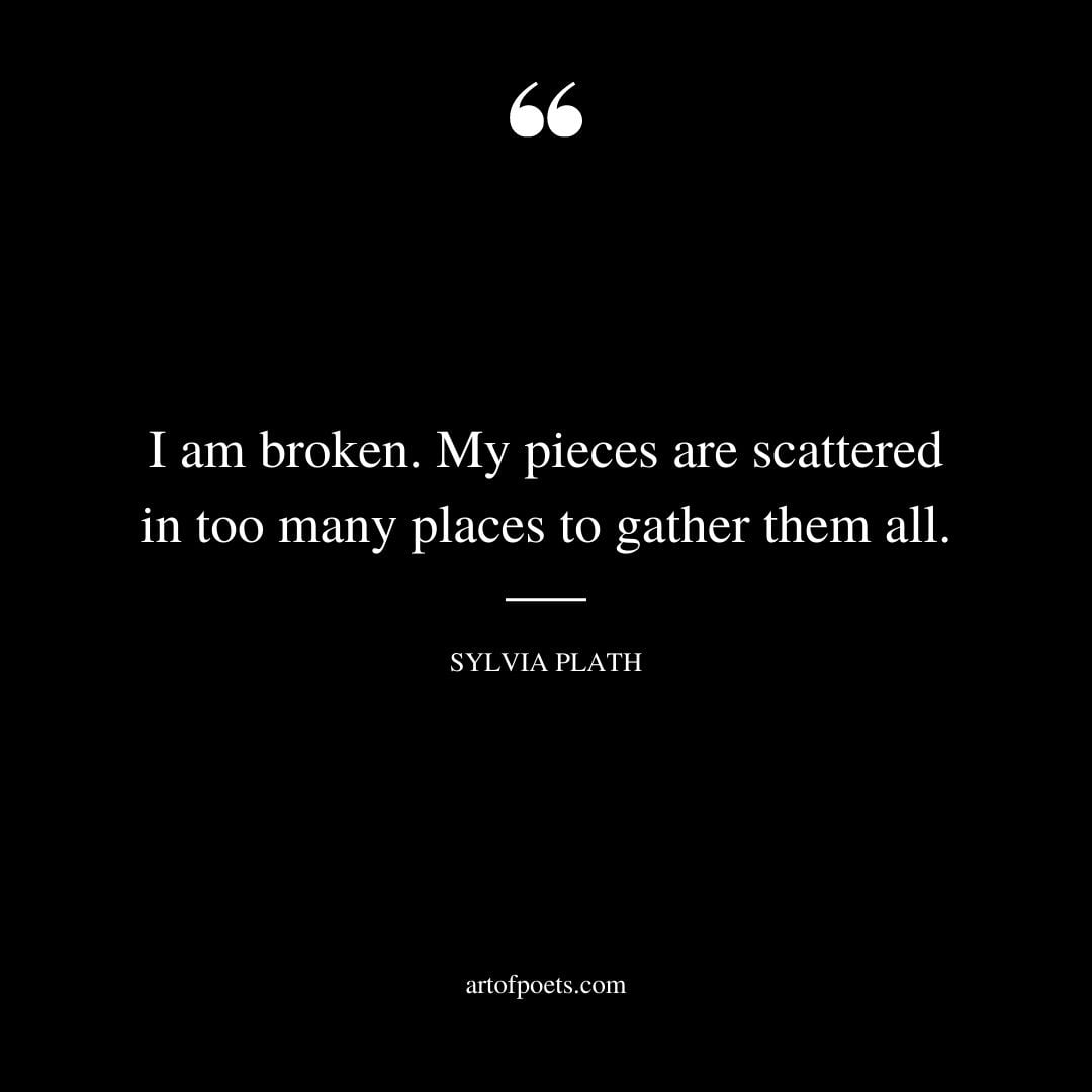I am broken. My pieces are scattered in too many places to gather them all. –Sylvia Plath