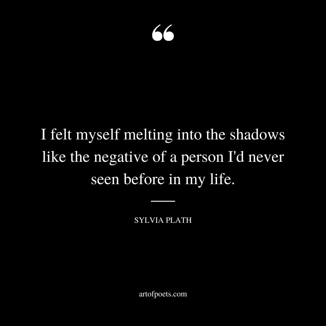 I felt myself melting into the shadows like the negative of a person Id never seen before in my life