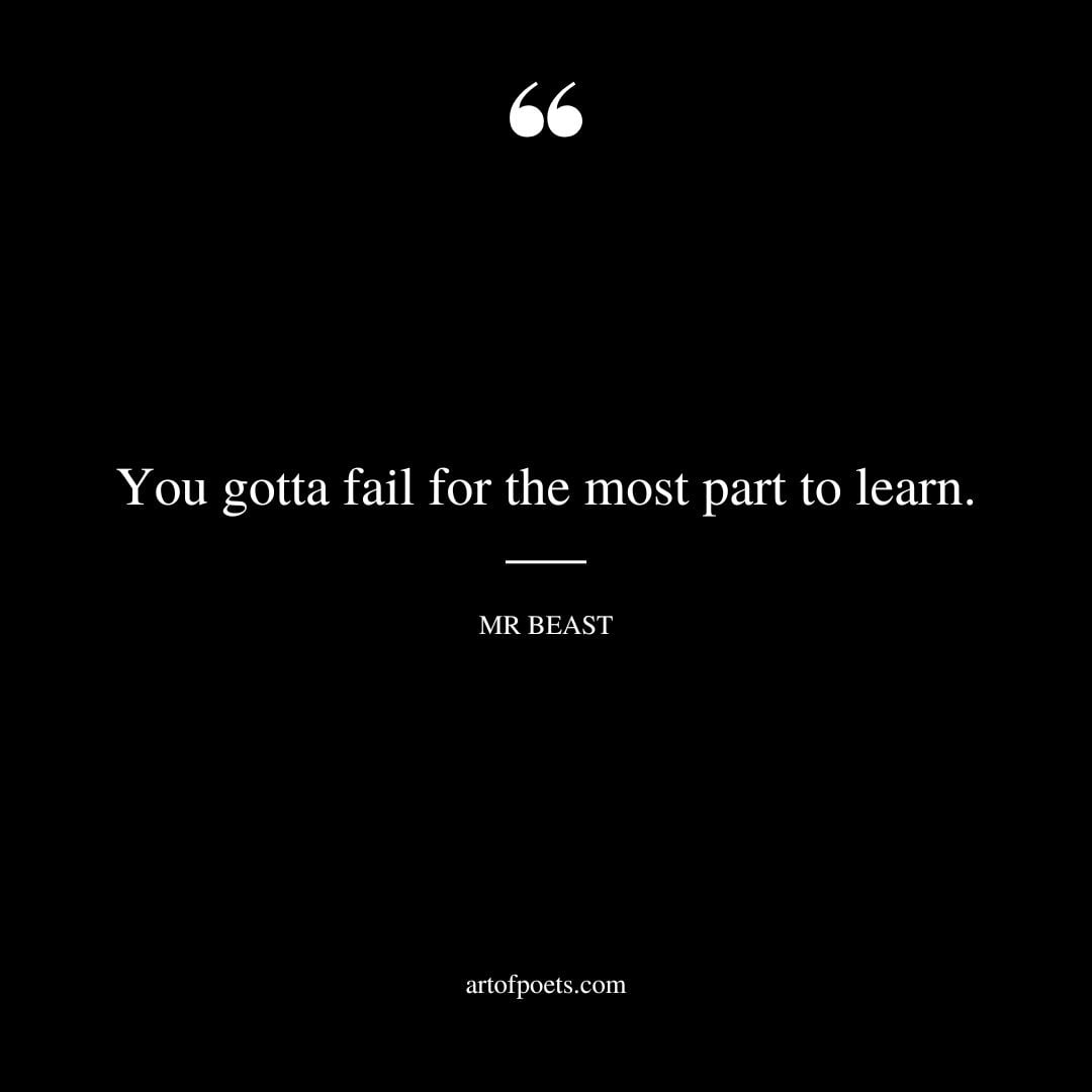 You gotta fail for the most part to learn 1