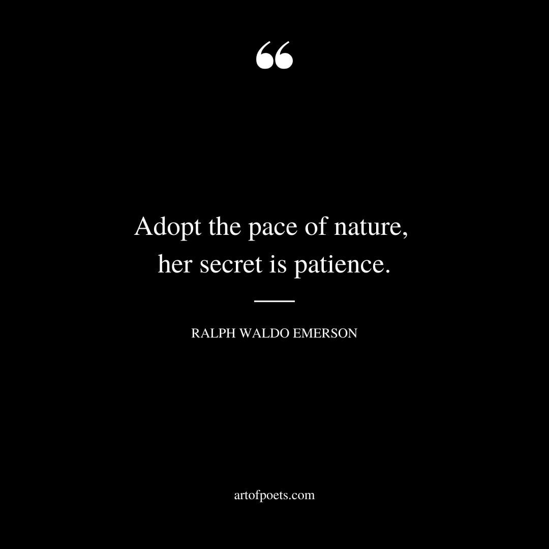 Adopt the pace of nature her secret is patience