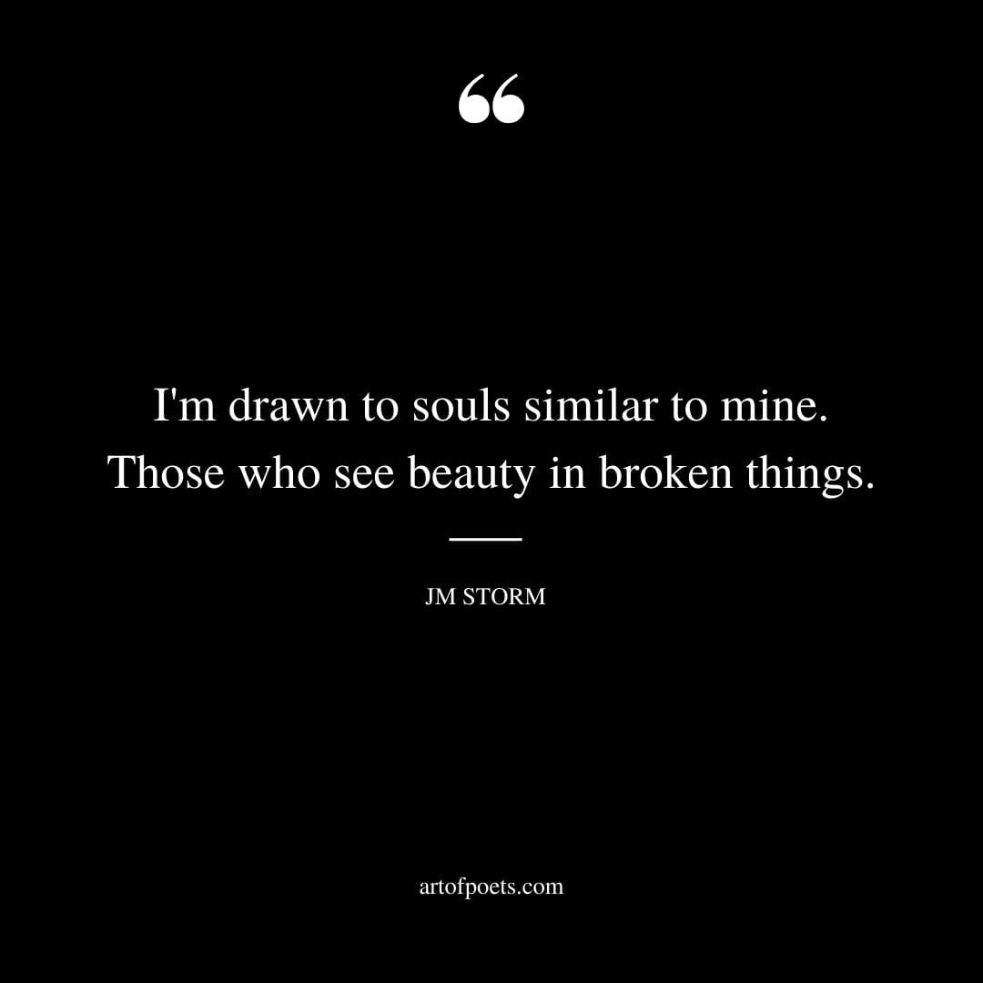 Im drawn to souls similar to mine. Those who see beauty in broken things