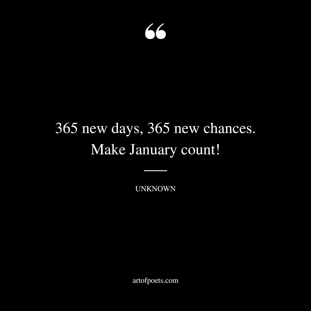 365 new days 365 new chances. Make January count