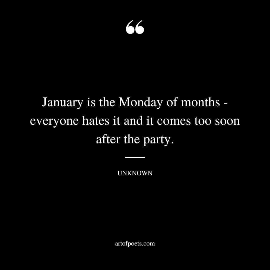January is the Monday of months everyone hates it and it comes too soon after the party