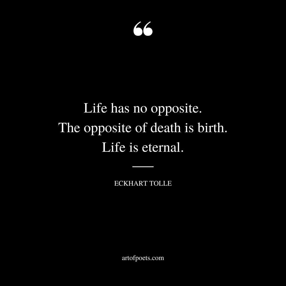 Life has no opposite. The opposite of death is birth. Life is eternal