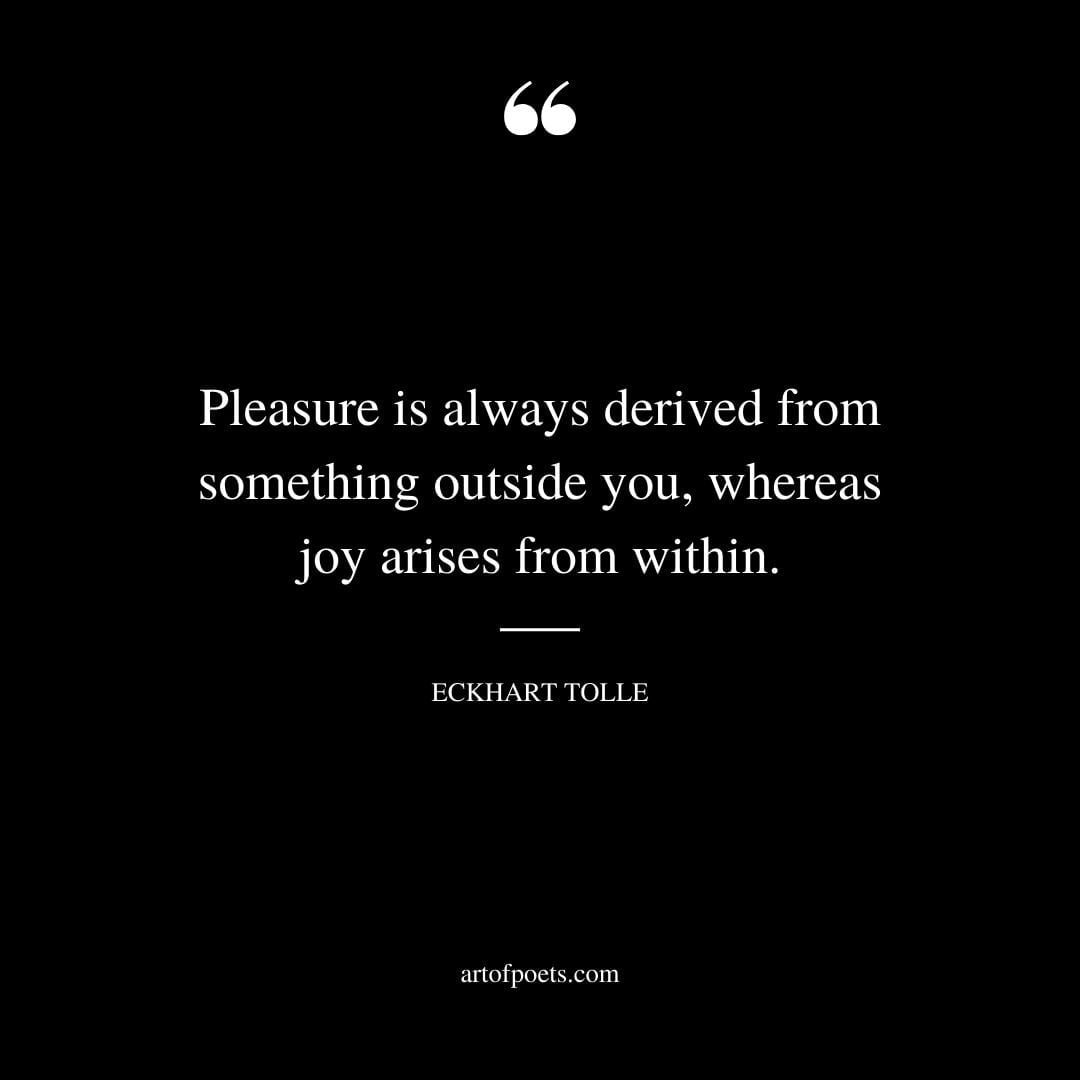 Pleasure is always derived from something outside you whereas joy arises from within