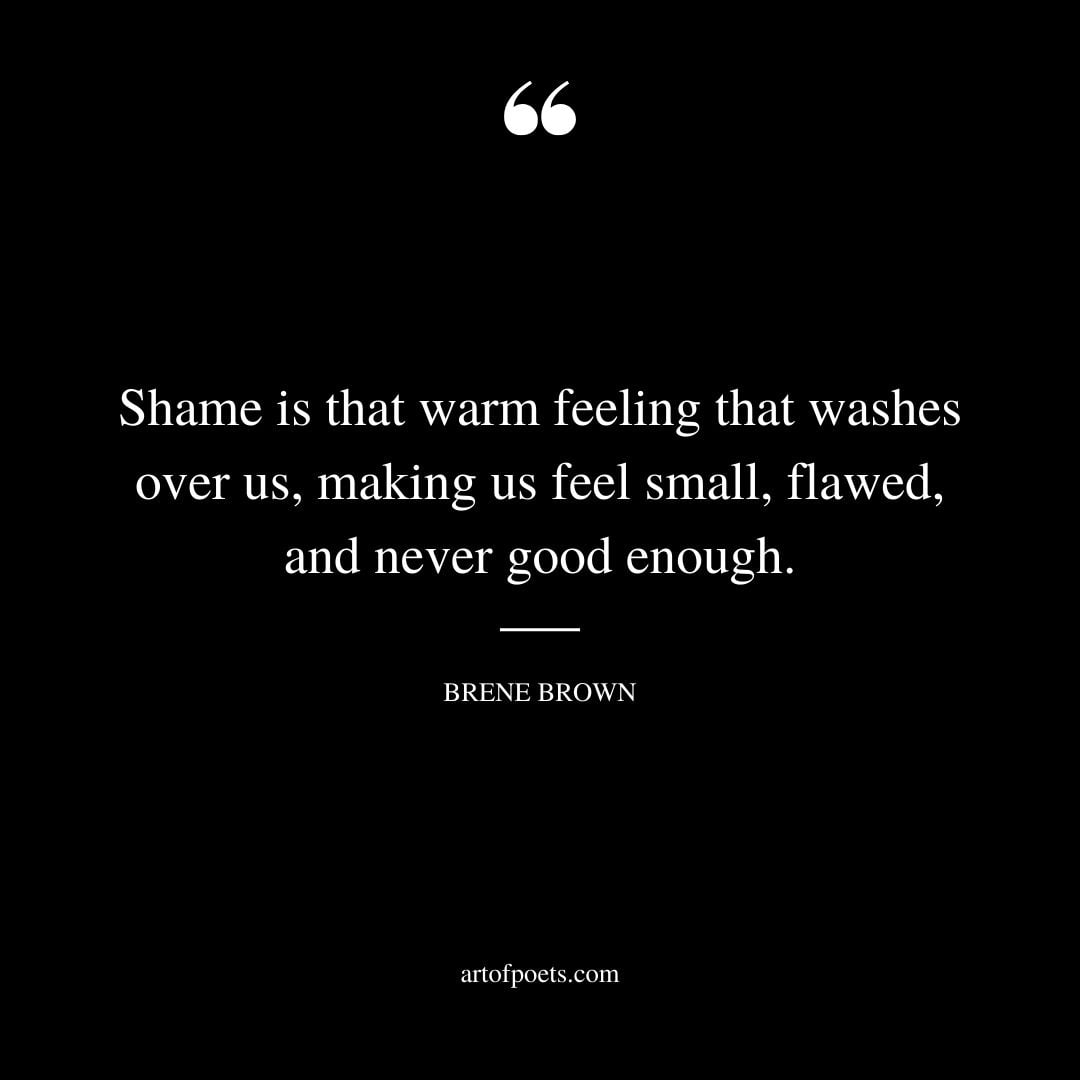 Shame is that warm feeling that washes over us making us feel small flawed and never good enough