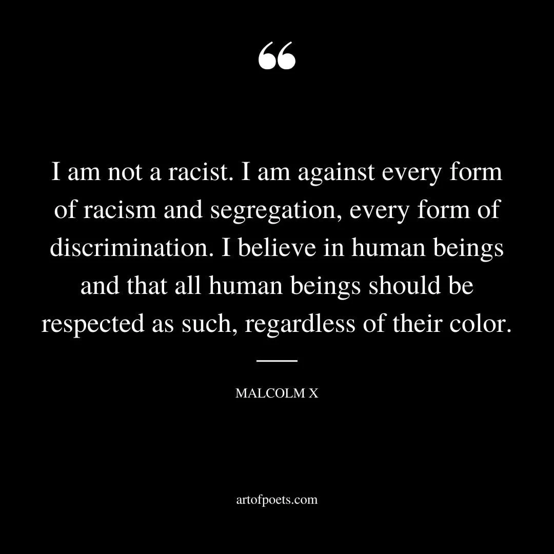 I am not a racist. I am against every form of racism and segregation every form of discrimination