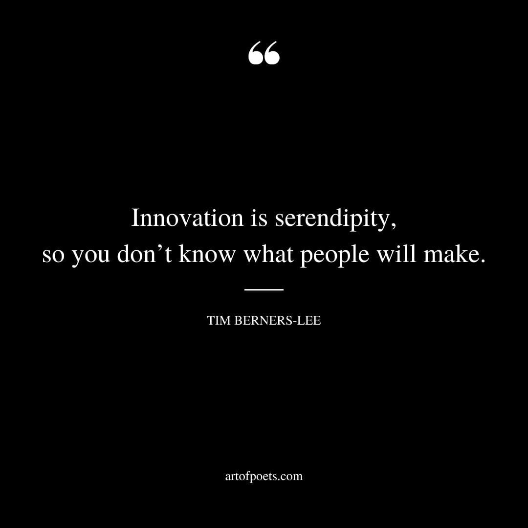 Innovation is serendipity so you dont know what people will make. Tim Berners Lee