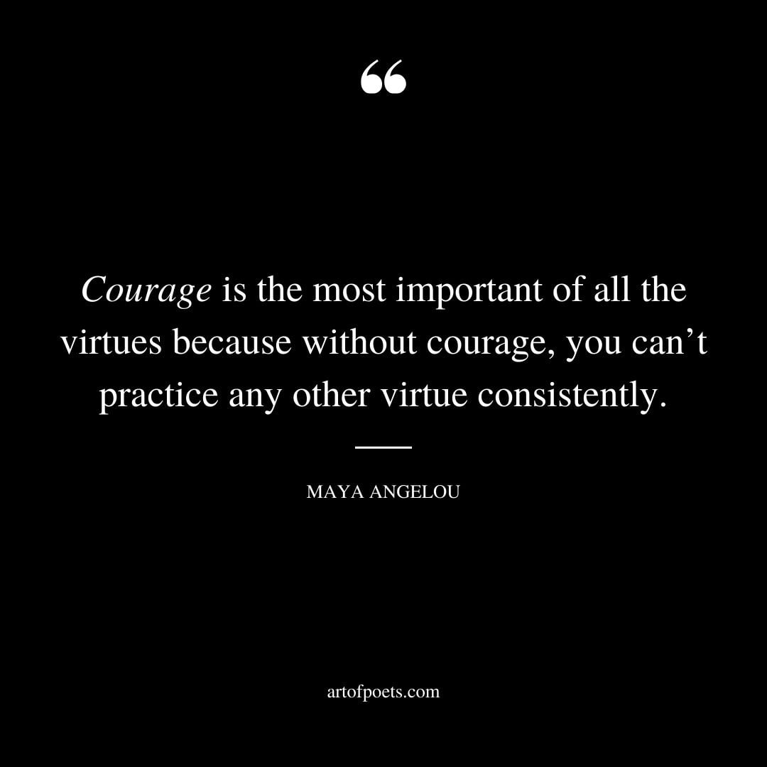 Courage is the most important of all the virtues because without courage you cant practice any other virtue consistently