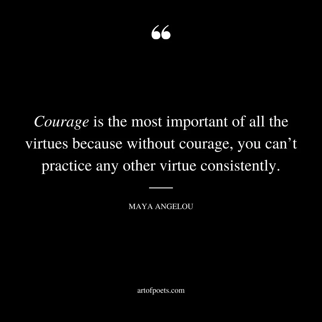 Courage is the most important of all the virtues because without courage you cant practice any other virtue consistently