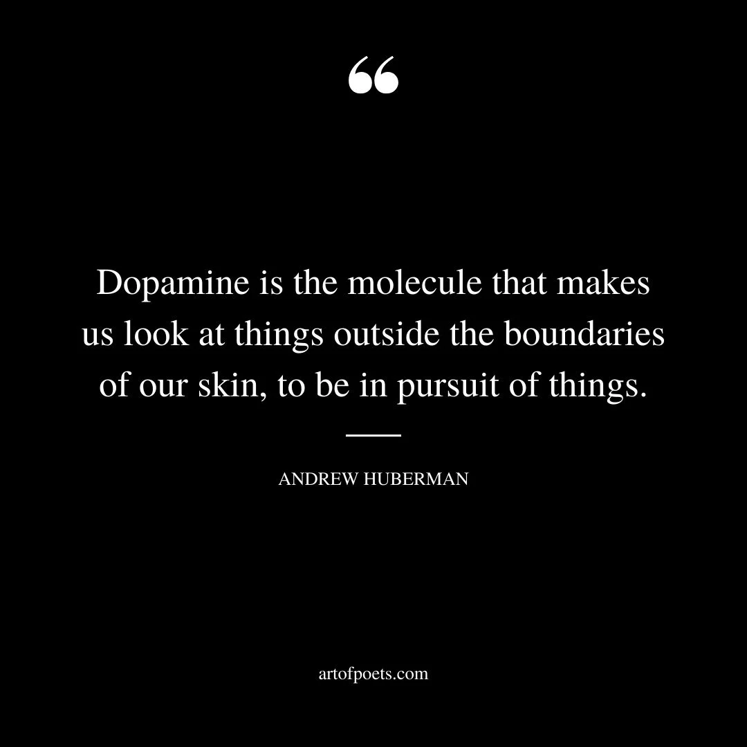 Dopamine is the molecule that makes us look at things outside the boundaries of our skin to be in pursuit of things