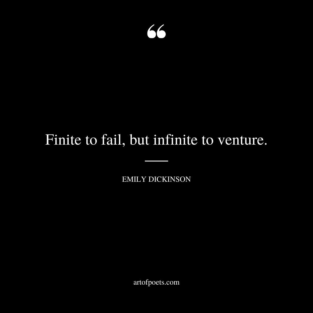 Finite to fail but infinite to venture